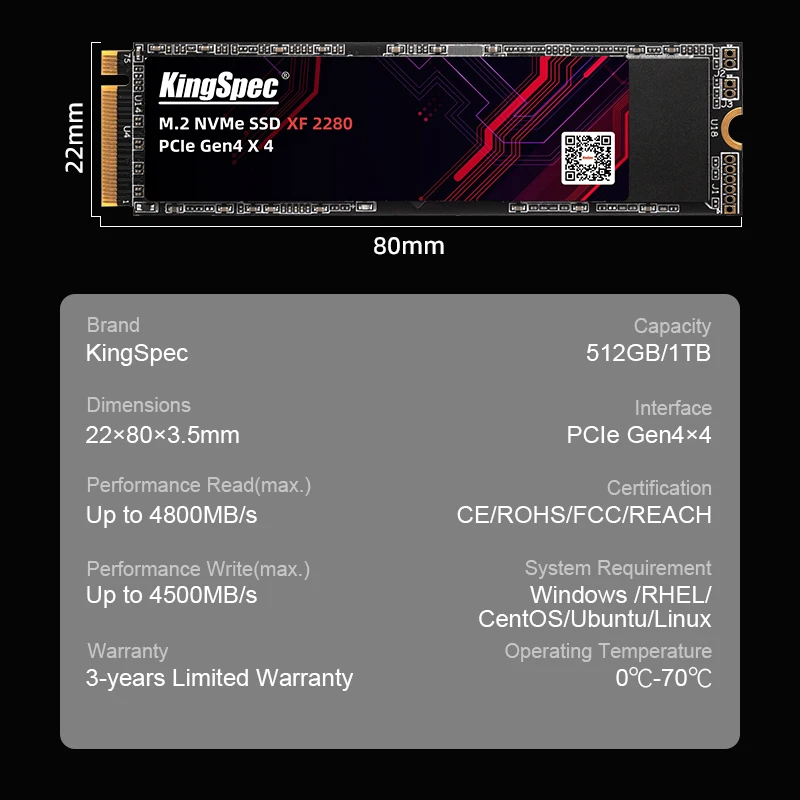 KingSpec-PCIe 4.0 SSD M.2 NVME 256G 512G 1TB 2TB M2 2280 Gen4, ϵ ũ ̺, Ʈ ũž PS5   ָ Ʈ ̺