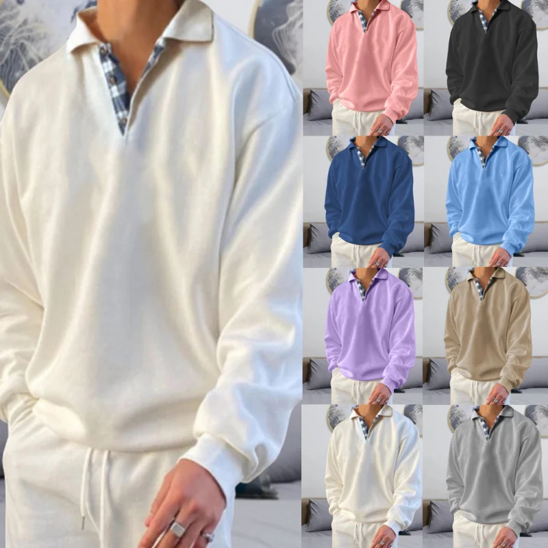 

Autumn Long-sleeved V-neck Button-down Men's Loose Sweater