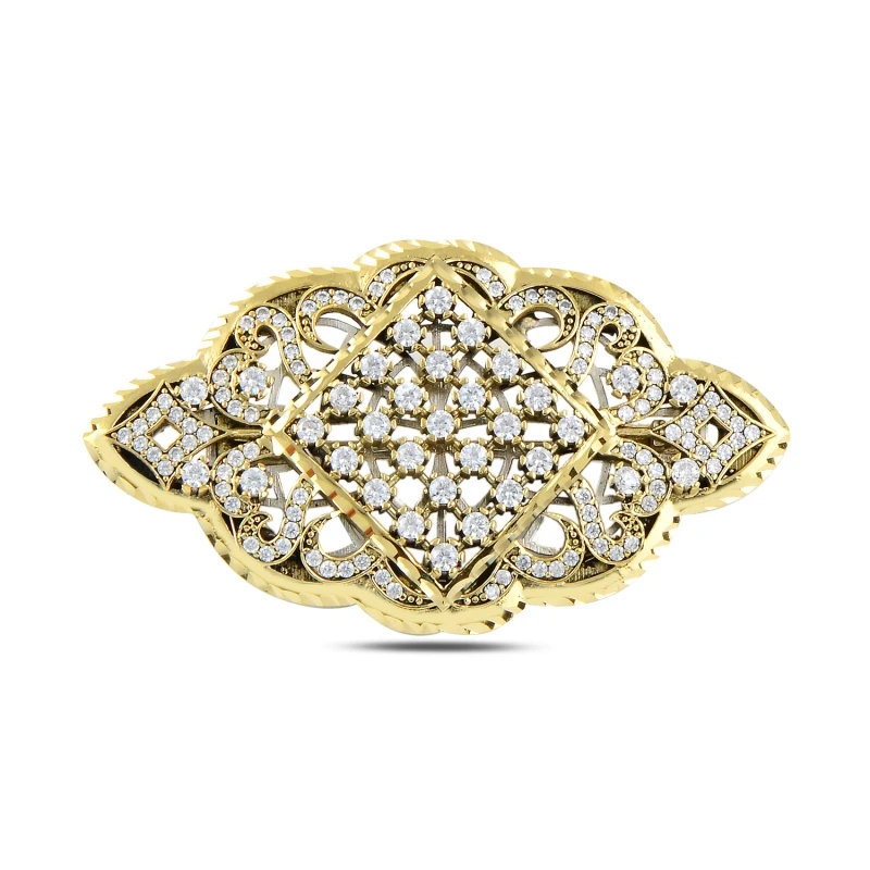 

Silver 925 Sterling Zircon Cubic Zirconia Authentic Brooch