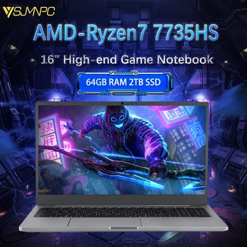 New 16 Inch Gaming laptops AMD Ryzen9 6900HX R7 7735HS 2.5K IPS 165Hz 2*DDR5 4800MHz PCIE4.0 Win10/11Pro 2*Type-C WIFI 6 BT5.2 1