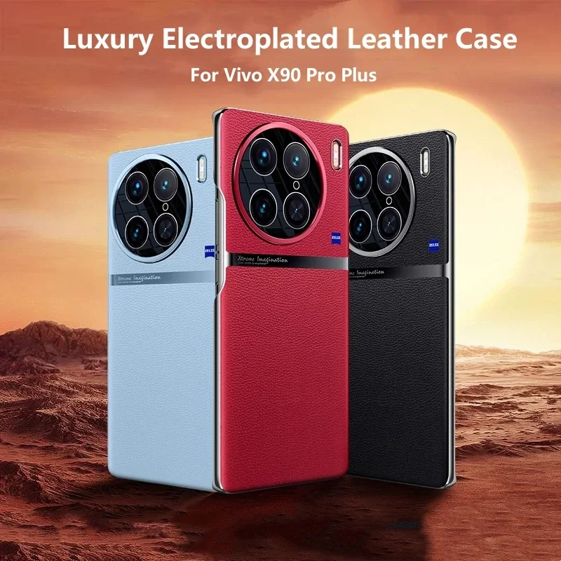 For VIVO X90 Pro Plus Case Luxury Plain PU Leather +