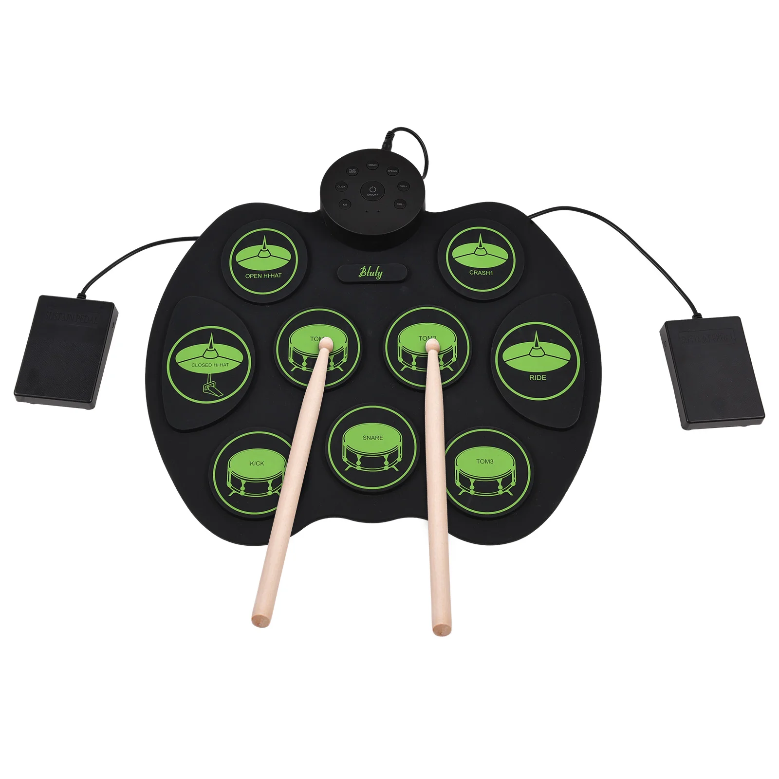 

Btuty Electronic Drum Set Digital Roll-Up Touch Sensitive Practice Drum Kit for Kids Children Beginners (No Speakers)