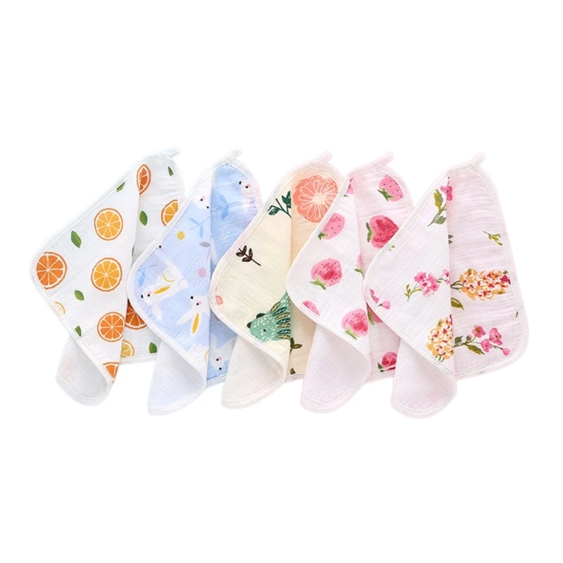 

Pack of 5pcs Babies Face Cloth Absorbent Saliva Towel Nursing Bib Hand Towel Soft Burping Cloth Handkerchief Washcloth