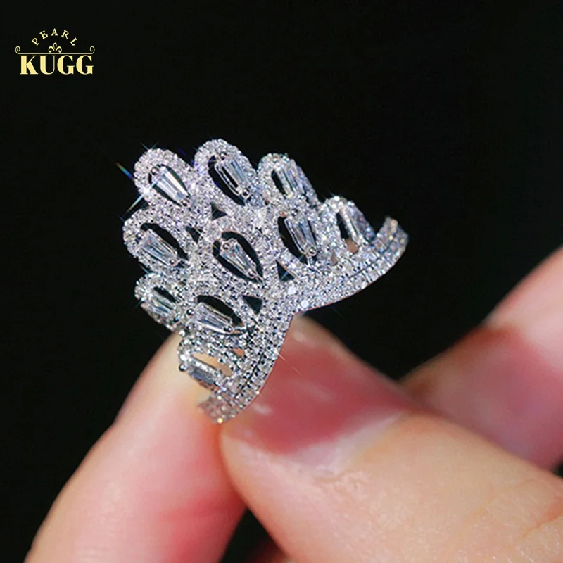 Kugg Anelli In Oro Bianco 18 Carati Luxury Double Crown Design 0.75 Carati Anello Di Fidanzamento Con Vero Diamante Naturale Per Gioielli Da Sposa Da 