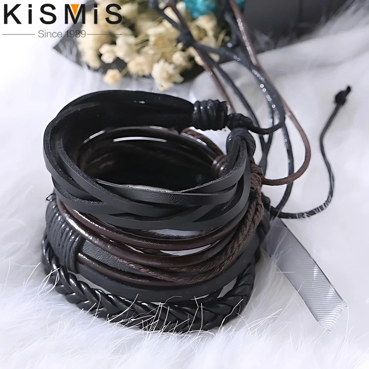 Men's Stylish Leather Bracelet Set - Fashionable Bangles Jewelry Gift
