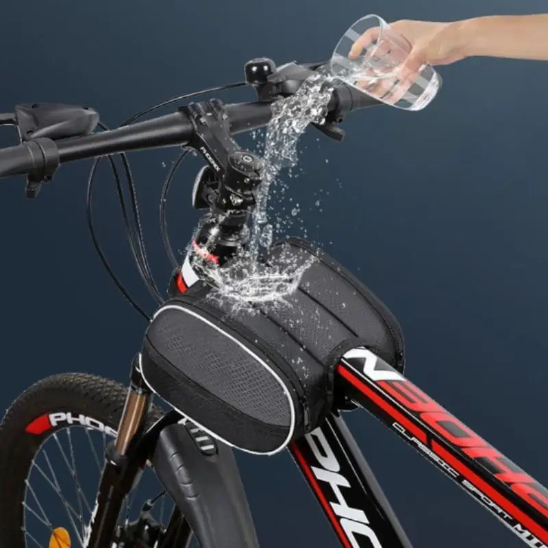 Borsa da Manubrio per Bicicletta Grande Capacità 3L Impermeabile con Supporto Trasparente per Telefono per Ciclismo e Viaggi Urbani - immagine 5
