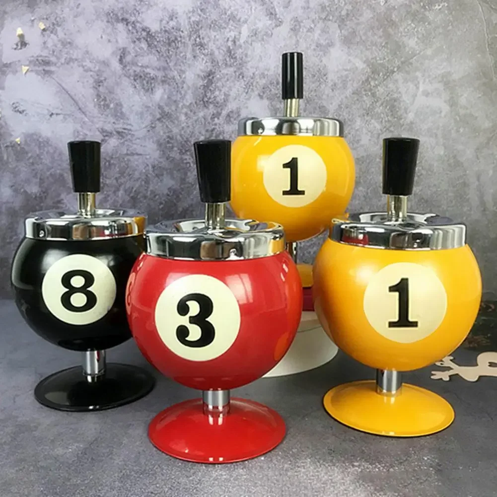 Ash Case Large Windproof Heat Resistant Three Bayonets with Lid Fashion Pool Billiard Ball Design Ashtray Ornament for Bar,silicone ashtray,air purifier ashtray,wood ashtray,cigarettes ashtray,portable ashtray,stainless steel ashtray,metal ashtray,ceramic ashtray
