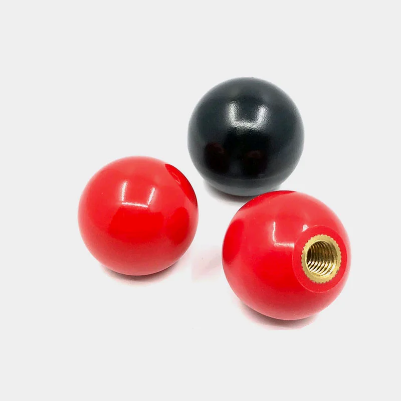 M4/M5/M6/M8/M10/M12/M14/M16 Thread 16/20/25/32/35/40/50mm Dia. Black Plastic Round Handle Ball Knob Machine Tools 5Pcs