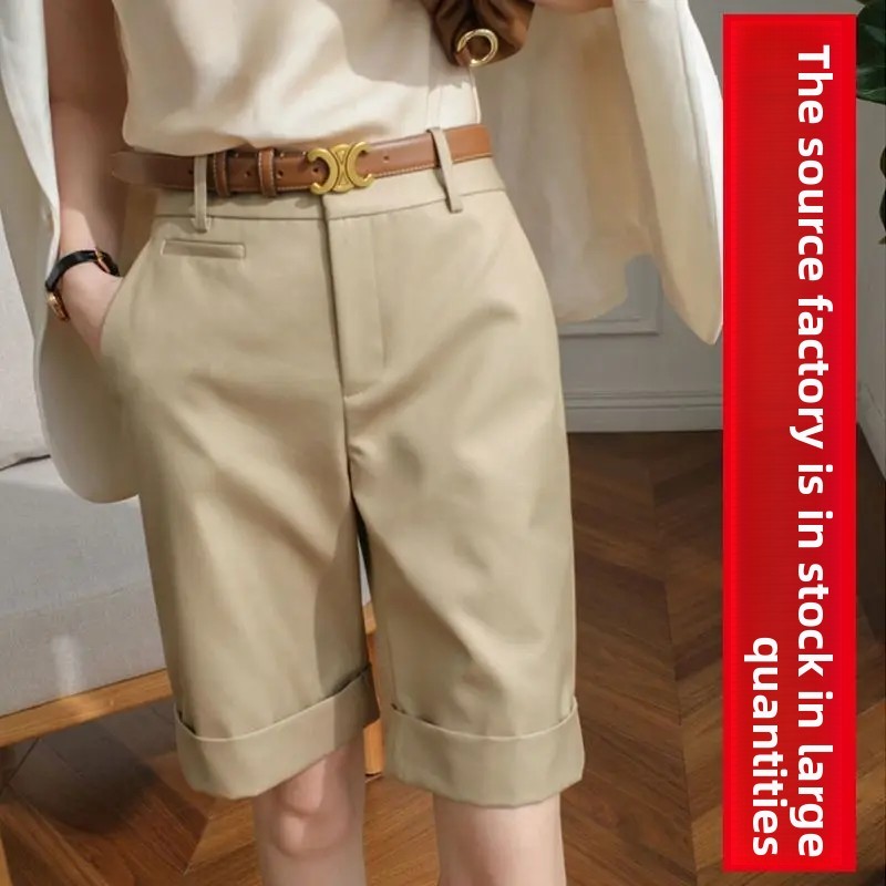 New Hot Sale Of The Season Workwear Casual Straight Leg Five-Point Pants Comfortable Loose Fit Long Trousers for Women Chinese B