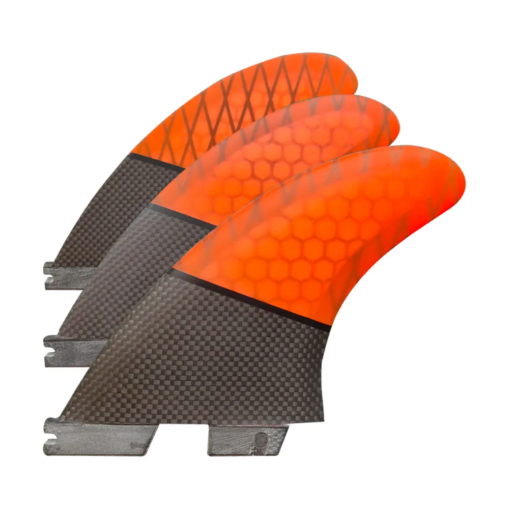 Tri fin set Single Tabs Fins M surf fins surfboard fin orange Honeycomb Half-Carbon Fibreglass