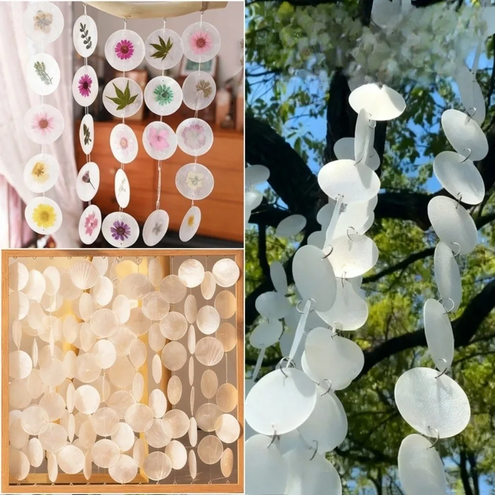 구멍이 있는 새로운 라운드 쉘 장식품 천연 화이트 DIY 쉘 윈드 차임 플랫 쉘 비즈 쉘 펜던트 홈 데코