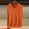 Classic style Men's knitting Cashmere Wool blend Vest V-collar Loose Solid Color High-quality Soft Keep Warm Sleeveless Sweater 3