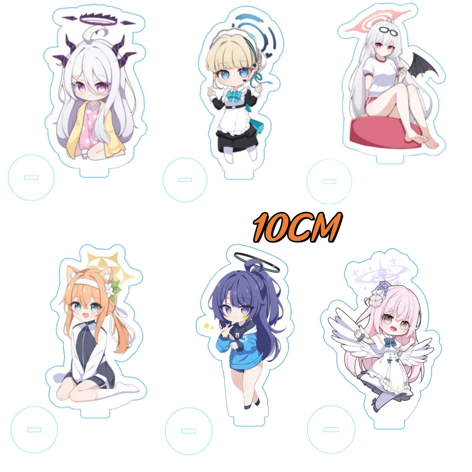 

Брелок для ключей в стиле аниме для мужчин и женщин, аксессуар для стола с подставкой из акрила и рисунком в стиле голубого архива, 10 см