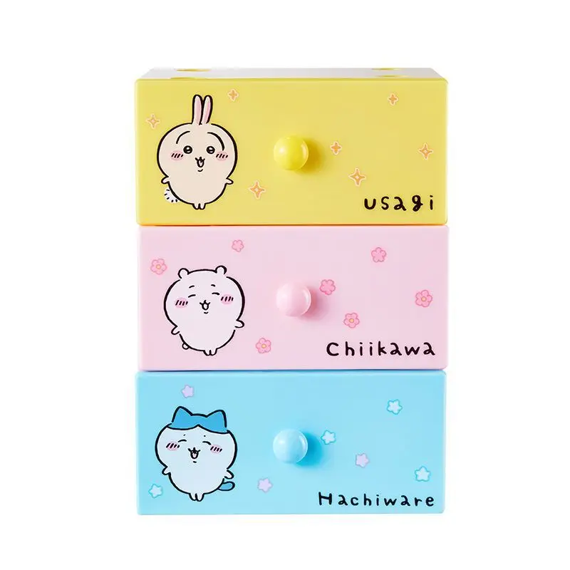 

New MINISO famous animation cartoon chiikawa series hachiware single layer drawer box desktop home storage box small drawer gift
