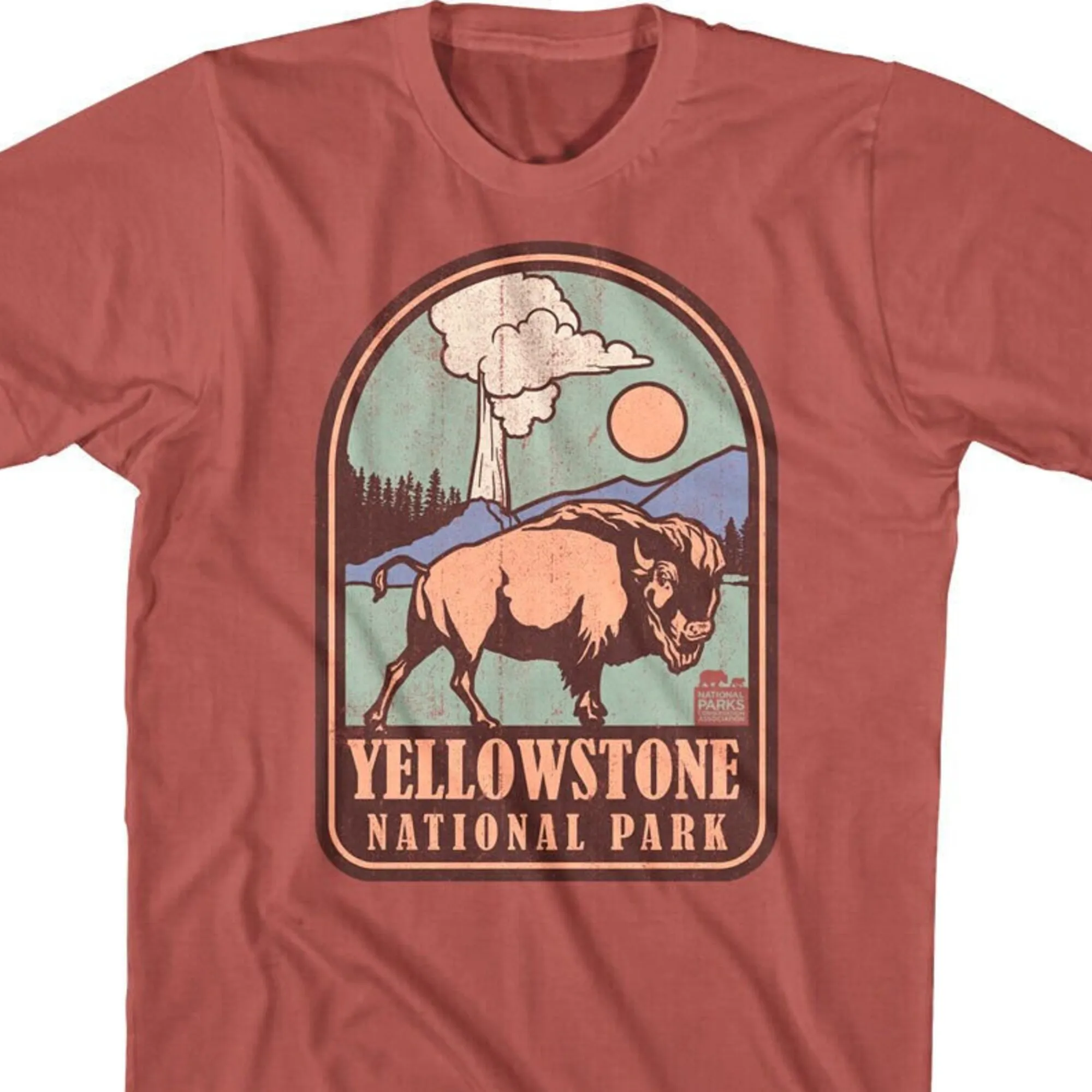 Camicia Yellowstone Bison Old Faiful Geyser Vintage Tees