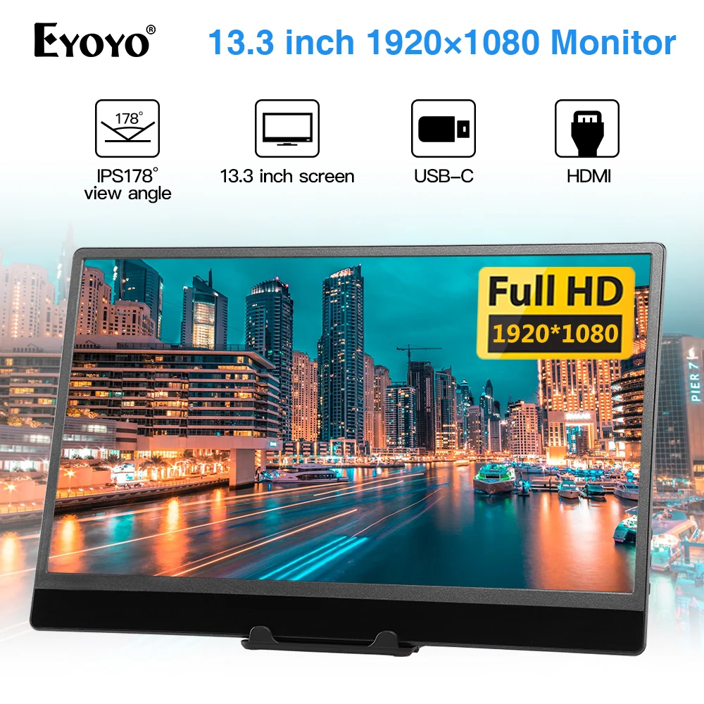Eyoyo 13.3" Inch Portable Hdmi Gaming Monitor For Laptop Pc 1920x1080