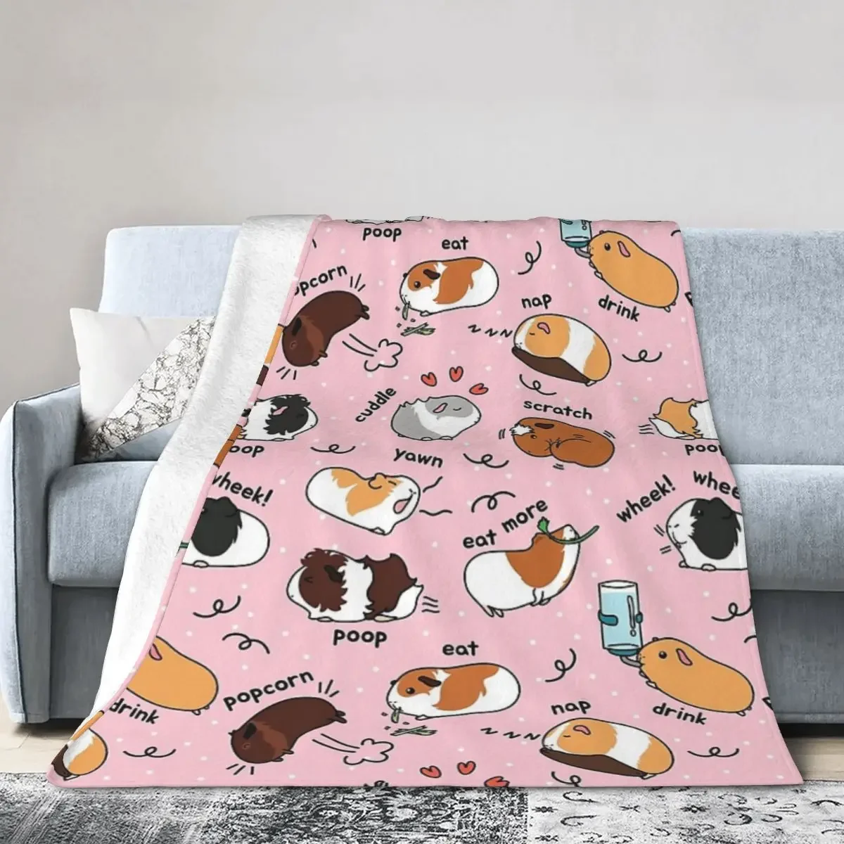 

Guinea Pig Daily To-Do List - Pink Background Blanket Soft Warm Flannel Throw Blanket Bedding for Bed Picnic Travel Home Sofa