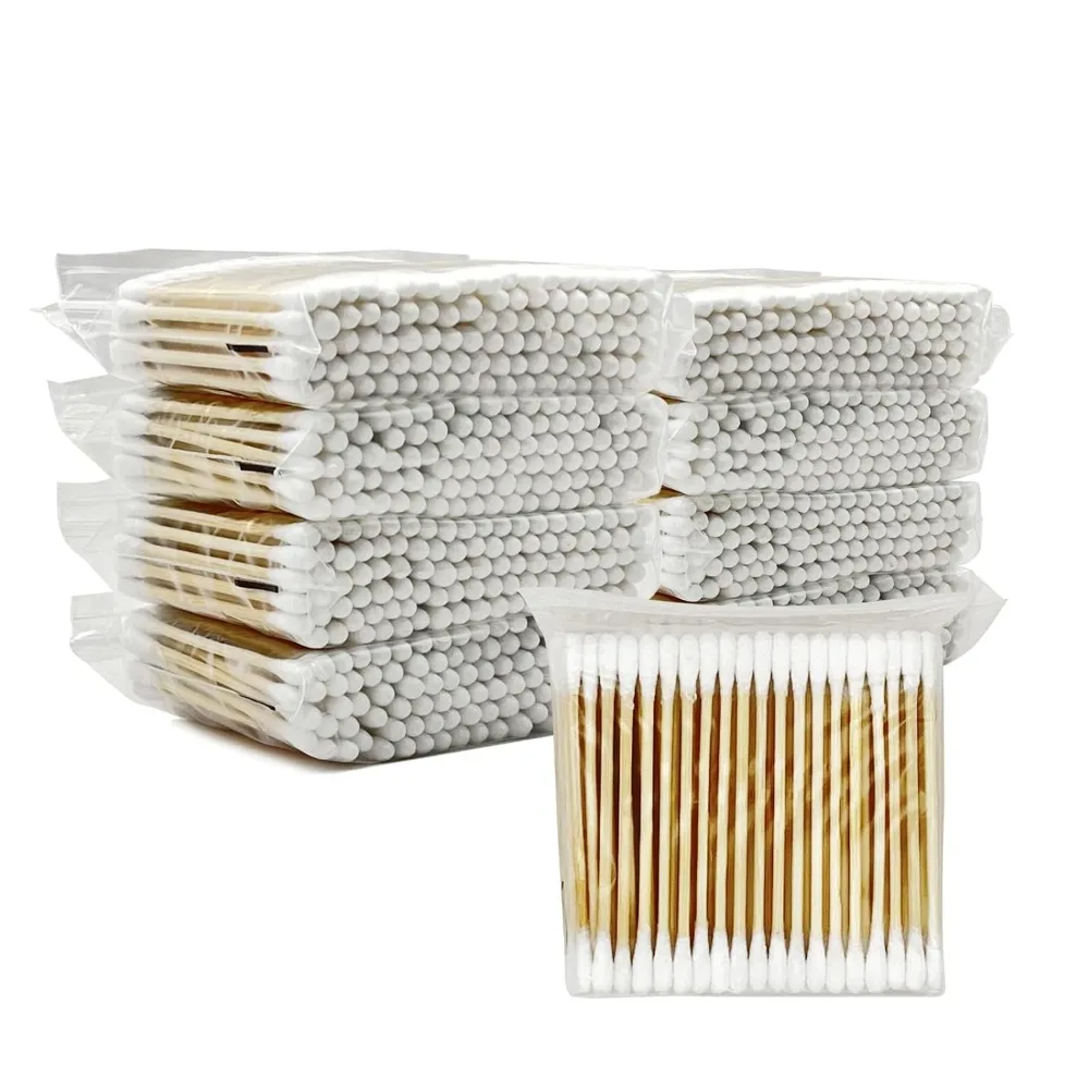 100 Pcs 100% Cotton Chlorine-Free Cotton Swabs Buds Ear Stick Hypoallergenic Wooden Q-Tip Daily Cleaning cotton swabs wood cotton swabs disposable cotton swabs