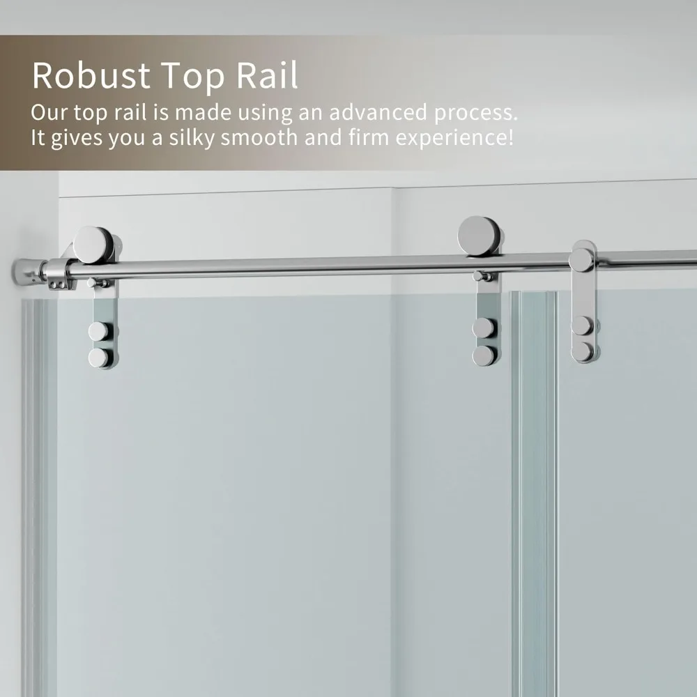 Shower Door 56-60" W X 76" H Frameless Shower Door,Sliding Door with 5/16"(8mm) Clear Tempered Glass