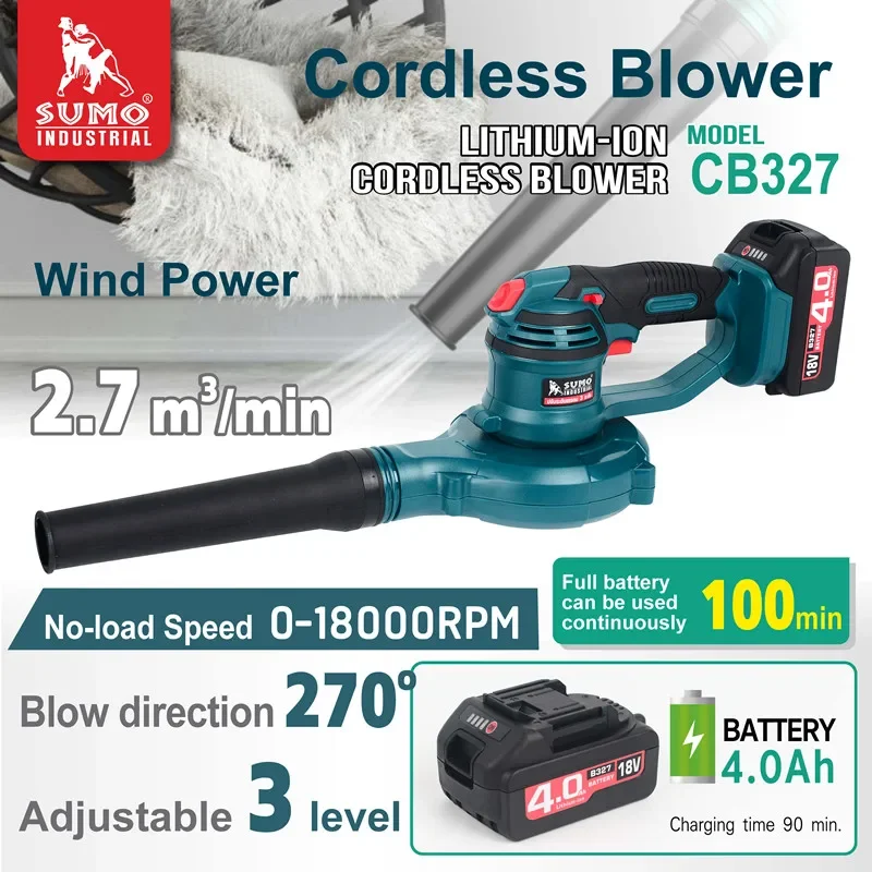 SUMO Hot Sale CB327 Smart Electric Blower Li-ion Battery Cordless Leaf Blower Speed 18000/min Blower Support OEM/ODM 6