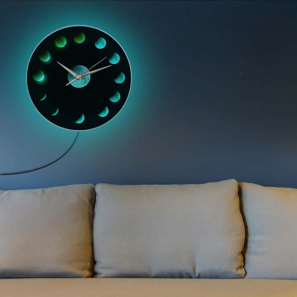 Series of Total Lunar Eclipse Moon Phases Super Moon Celestial Wall Clock Outer Space Lunar Cycle Home Decor Quiet Wall Watch Wall Clocks near me