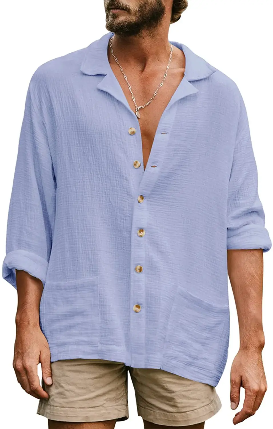 European and n men's loose and large size casual lapel long-sleeved shirt, men's pure color comfortable shirt