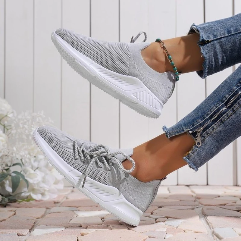 

Gray Women Casual Shoes Simple Woman Sneakers 2023 New Summer Fashion Zapatillas De Mujer Flat Base Ventilate Lady Running Shoes