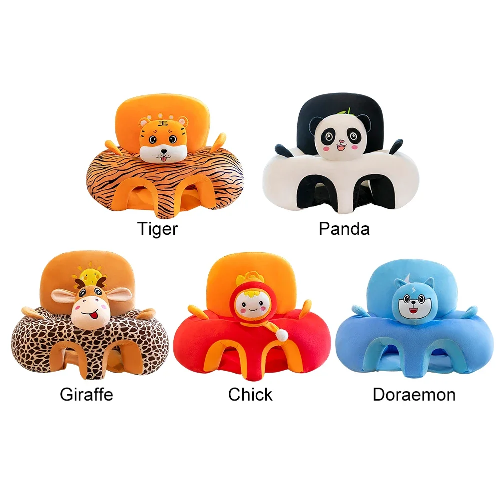 Cute Cartoon Animal Infant Sitting Chair Cover Safety Soft Plush Baby Sofa Seat Case Learning To Sit for Toddlers Without Filler