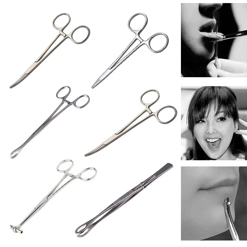 

Surgical Steel Opening Closing Needle Ball Clamp Plier Different Open Shape Tweezers Piercing Professional Puncture Tool