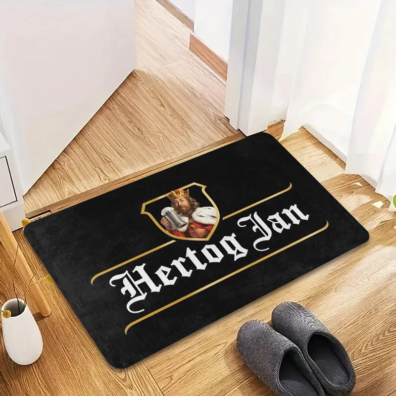 VIKAMA Hertog Jan Beer 공동 브랜드 도어매트 블랙 골드 빈티지 스타일 미끄럼 방지 먼지 방지 러그 홈 입구 바 바닥 매트