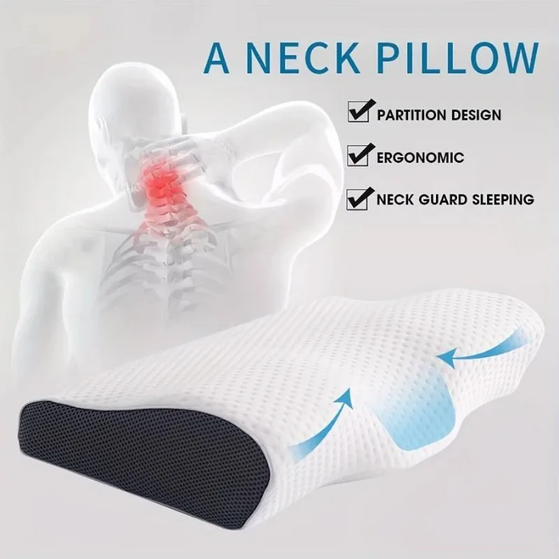 1pc Memory Foam Pillow, Sleeping Pillow For Side, Back And Stomach Sleepers, Neck Contoured Support Pillow Improves Sleep