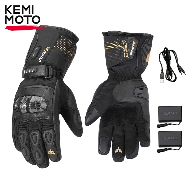 Calefactados De Cuero Para Motocicleta, Resistentes Al Agua, Para Invierno, Pantalla Táctil, Esquí, Camping, - Guantes - AliExpress