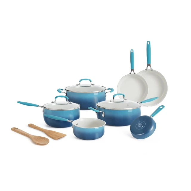 Rachael Ray 13 Piece Cookware Set Teal  Conjunto De Panelas De Ceramica -  12-pieces - Aliexpress