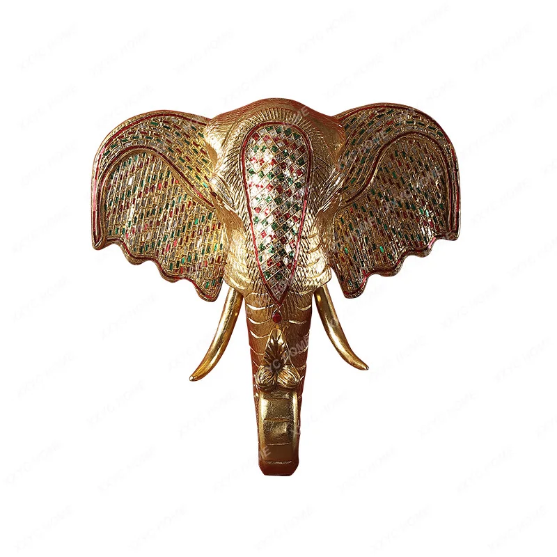 

Elephant Head Wood Carving Wall Decoration Soft Decoration Pendant