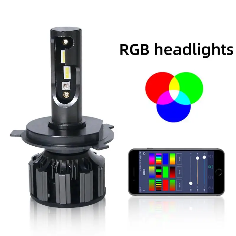 

APP Bluetooth Control H4 H7 LED RGB Car headlight H1 H3 H8 H11 HB3 HB4 D1S D2S D3S LED Light Auto Headlamp colorful bulbs