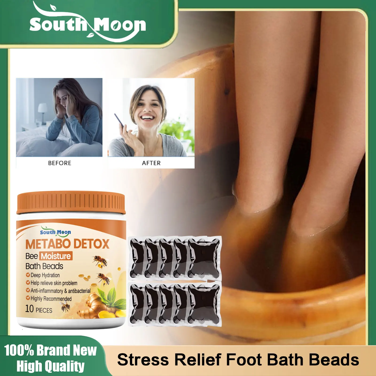 Body Detox Foot Soak Beads Lymphatic Drainage Eliminate Edema Relaxing Body Improve Sleep Antistress Cleansing Foot Bath Product