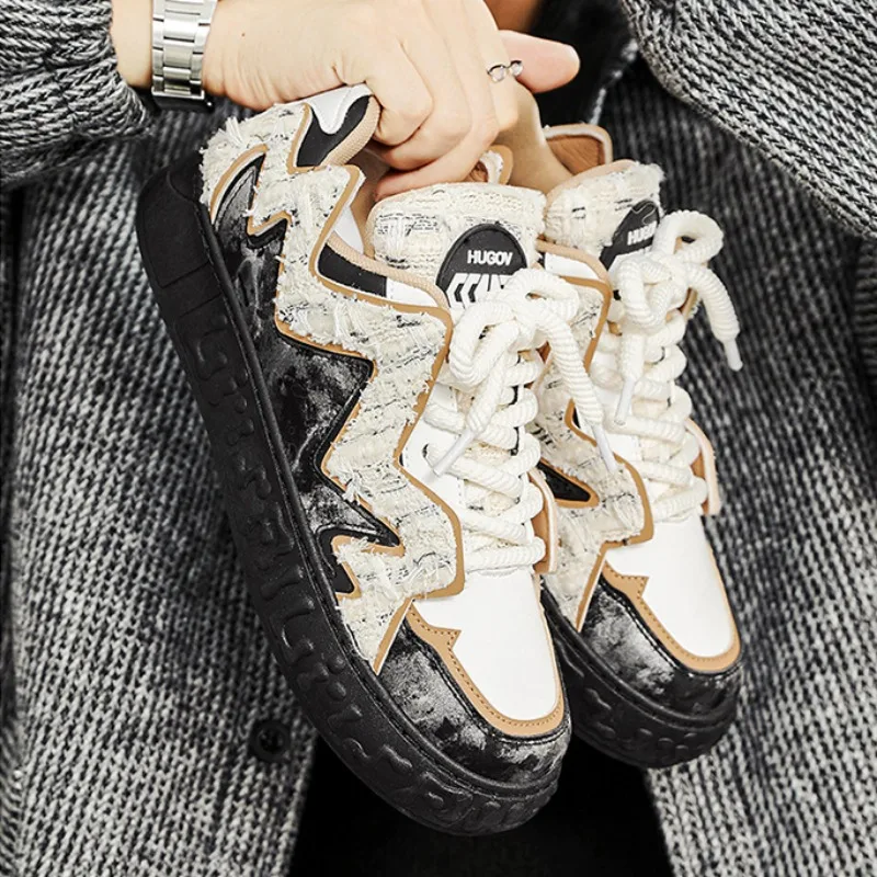 

Harajuku Style Mens Sports Shoes Mixed Color Fashion Student Casual Sneakers Luxury Vulcanized Male Comfortable Athletic Shoes