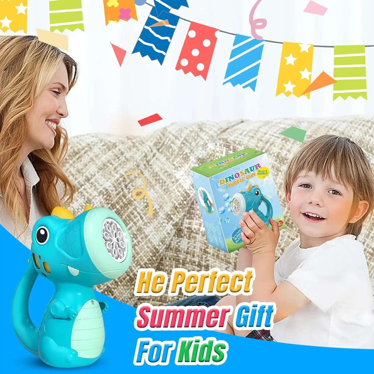 Dinosaur Bubble Handheld Bubble Machine Electric Bubble Gun Automatic Soap Blower Outdoor Wedding Party Toy for Kids Gift