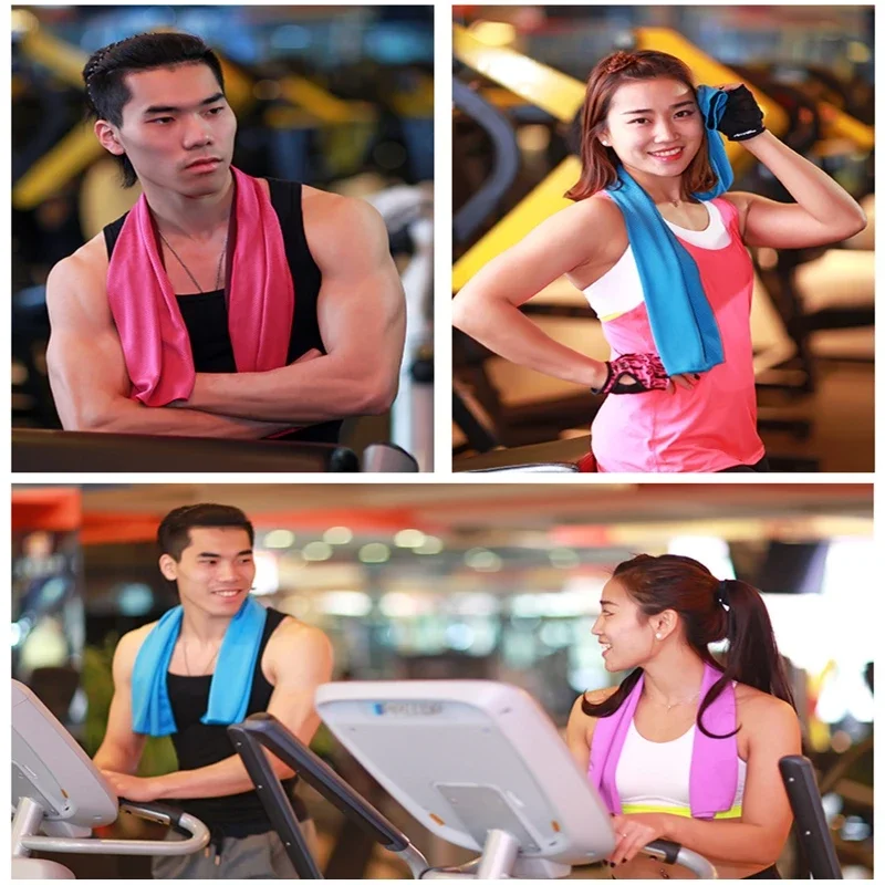 Sports Towel 100% Polyester Fiber Cold Feeling Towel Silicone Sleeve Compressed Cooling Sweat Absorption Quick Drying Cold Towel 4