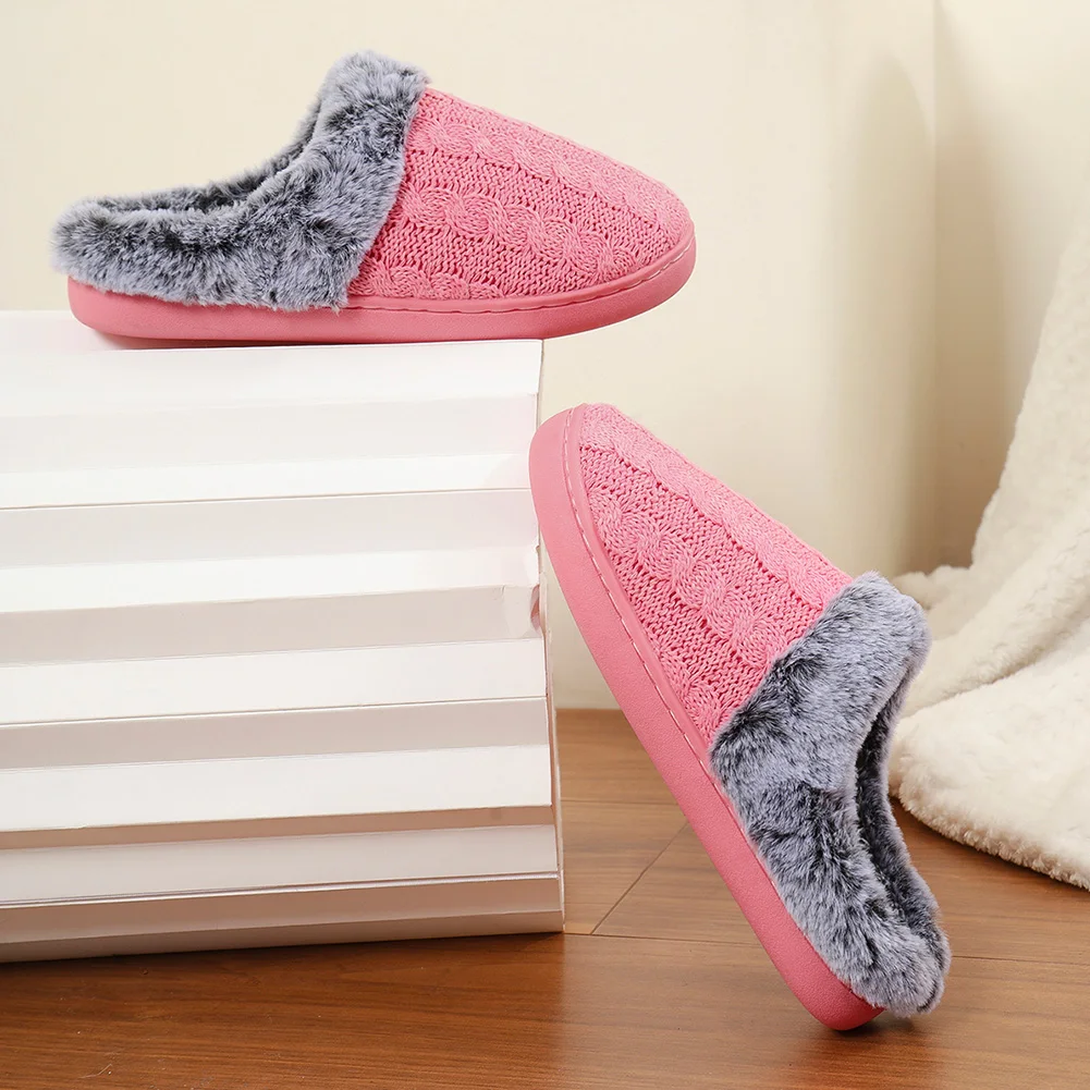 Women's Men's Plush House Slippers Warm Fluffy Bedroom Slippers Memory Foam Home Slippers Non-Slip Indoor House Shoes 4