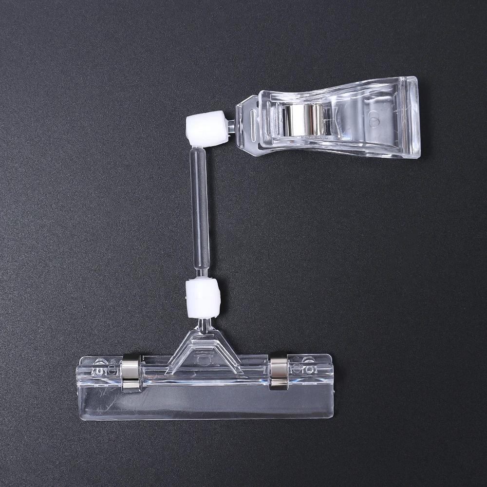 30 Clear Double Sided Sign Clips - Rotatable Display Holders For Retail Pricing & Labels