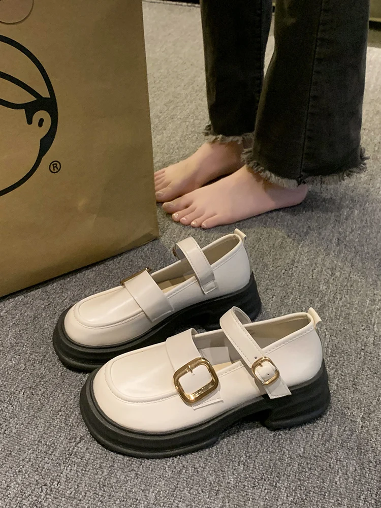 

Туфли женские на меху, оксфорды, лоферы, платформа, круглый носок, универсальные повседневные кроссовки, британский стиль, лето 202