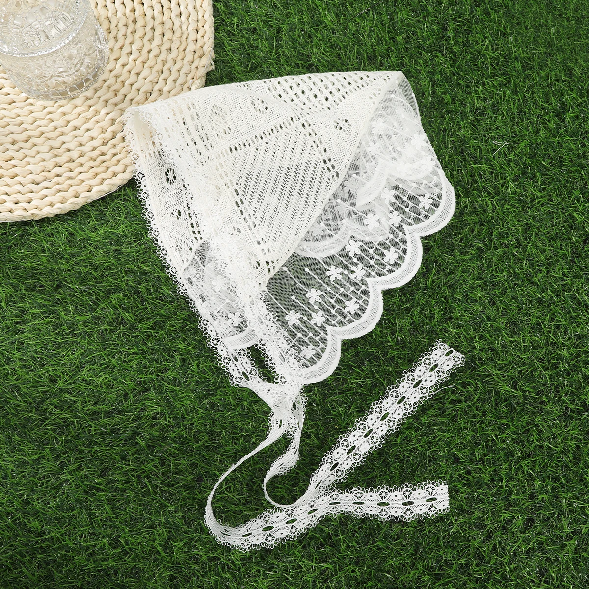 Crochet Lace Hollow Turban Scarf Hair Bands for Women Fashion White Turban Headband Bandana Floral Headwrap Hair Accessories