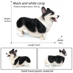 Puppy Simulation Dog Figurine Collection - Corgi, American Bully, Golden Retriever, German Shepherd, Bulldog (Black white corgi)