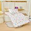 Botanical Floral Fitted Sheet Set 100% Cotton Skin-friendly Bedspread with 2 Pillowcases Children and Student Room Single Sheet 5