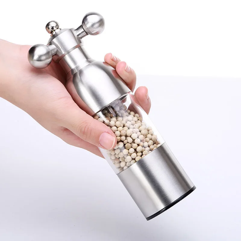 304 Stainless Steel Manual Pepper Grinder Faucet Shape Black Pepper Mill Seasoning Bottle Food Safe Ceramic Burr Salt Grinder