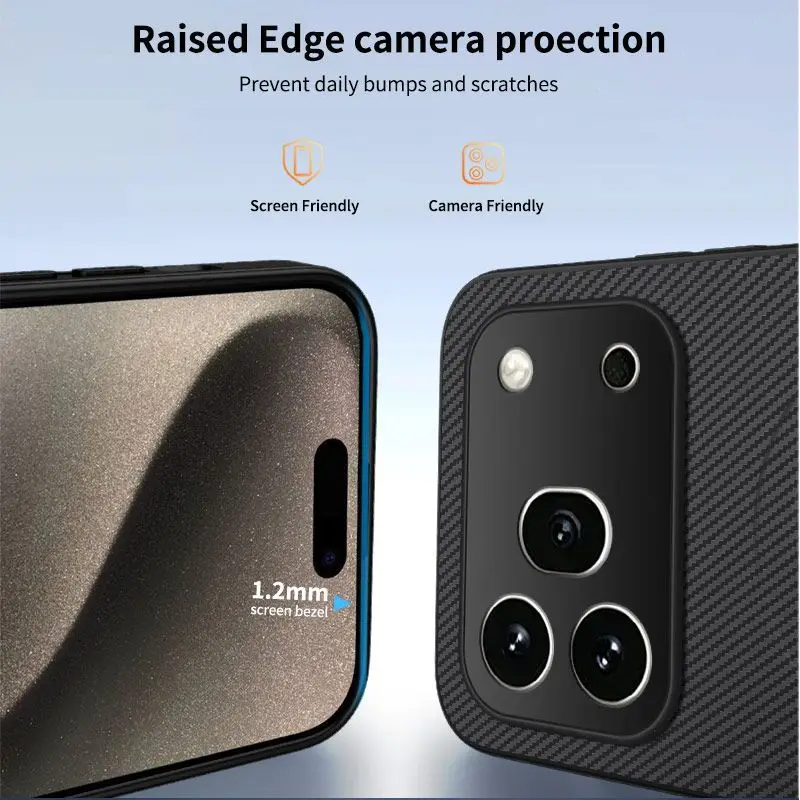 Premium Carbon Fiber Pattern Magnetic Camera Phone Case - Full-Protection Slim Cover