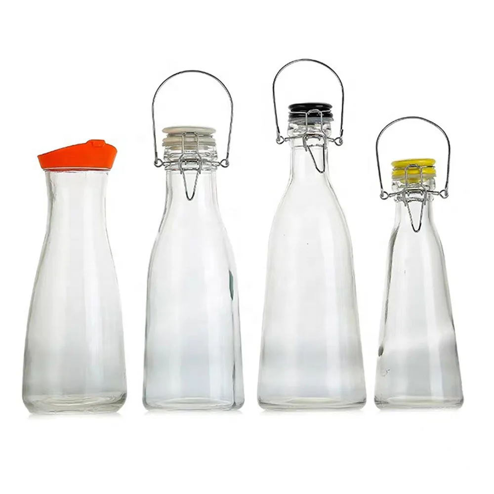 Wholesale Glass Empty Bottle with Swing Top Ceramic Lid Flip Top Glass Storage Can Bottles MOQ2000 Cheap Custom Print Logo 2