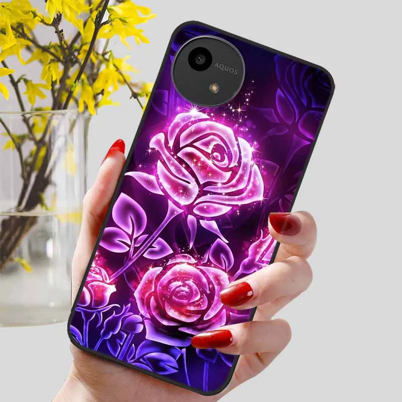 Lovely Black TPU Silicone Shockproof Soft Phone Case with Beautiful Pattern