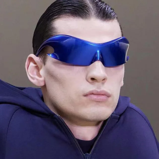 Y2K Rimless One Diece Wrap Körül A Napszemüvegek Új Divatos Sportok Kerékpáros Egyedi Szabálytalan Napsütemények Tervezője - Image 4